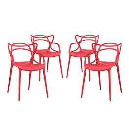 Entangled Dining Set Set of 4 by Modway - Red