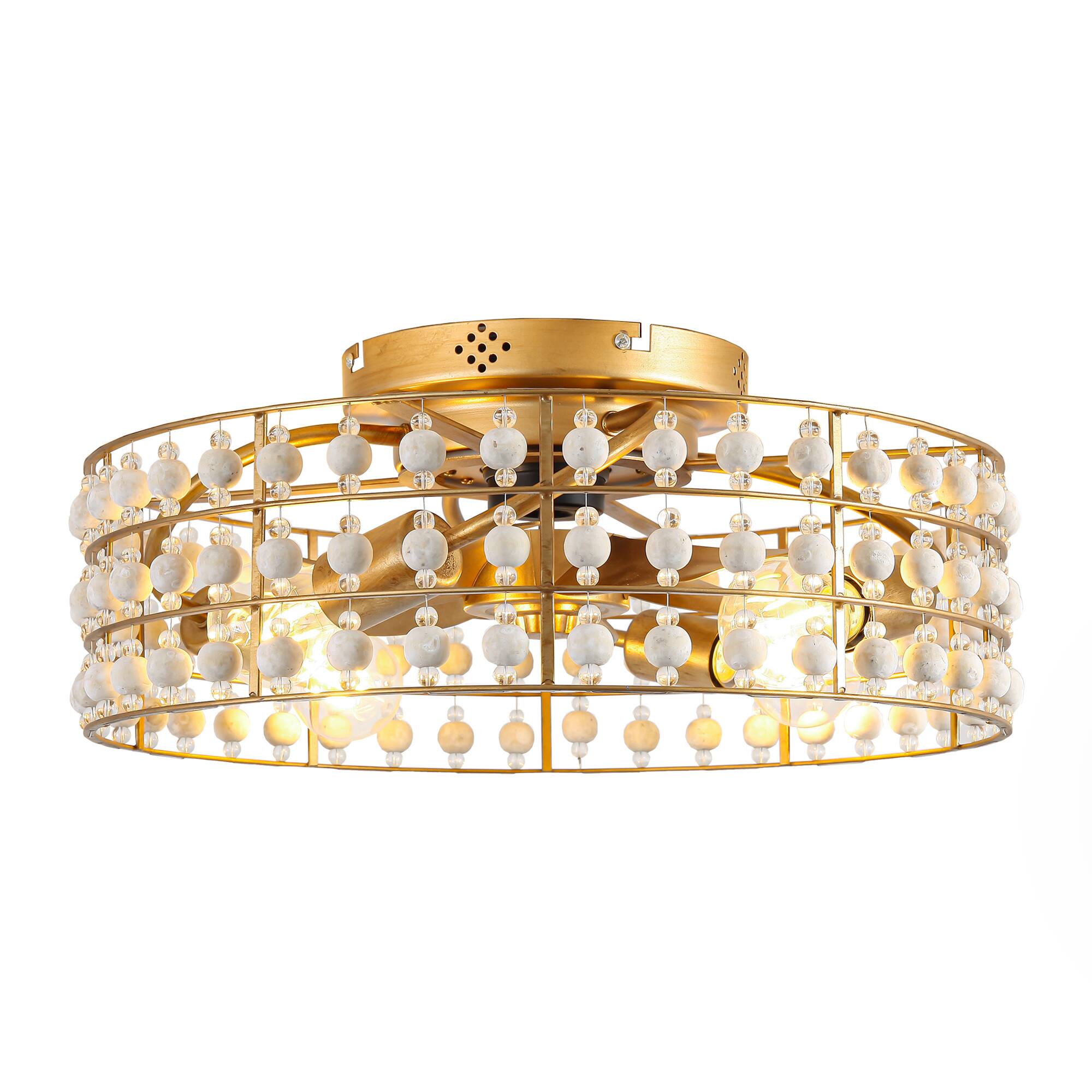 Alt View 6. Parrot Uncle - 18.3 in. Caged Smart Ceiling Fan with Light and Remote and APP Control - Antique Gold.