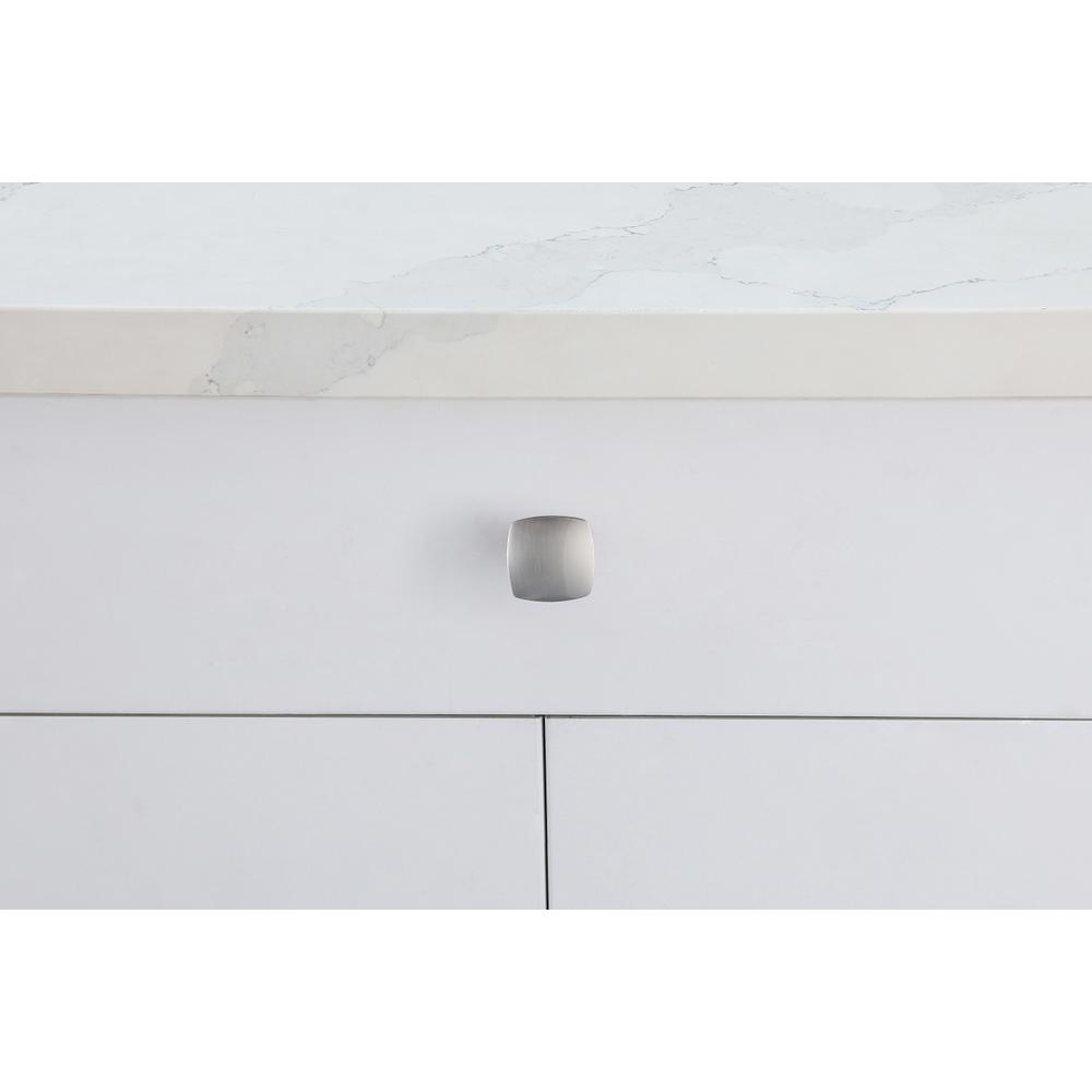 Front. Elegant Decor - Irvin 1.3" Brushed Nickel Square Knob Multipack (Set of 10) - Brushed Nickel.