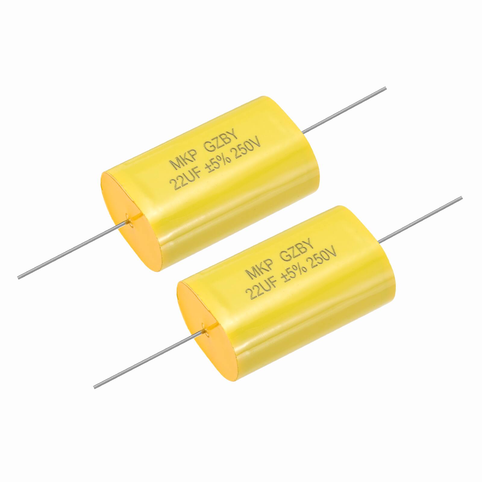Unique Bargains - 2pcs 22uF Frequency Divider Capacitor, 250V Audio Speaker Crossover Non-Polarity Polypropylene MKP Film Capacitor - Yellow price history on PriceWatchPro