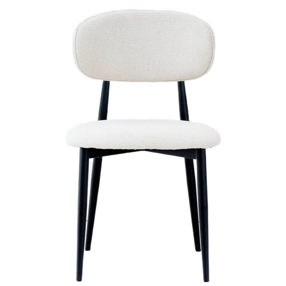 Alt View 6. Loheer - Loheer Fabric Dining Chairs Set of 2 Modern Kitchen Chairs Beige Upholstered Side Chairs with Black Metal Legs - Beige.