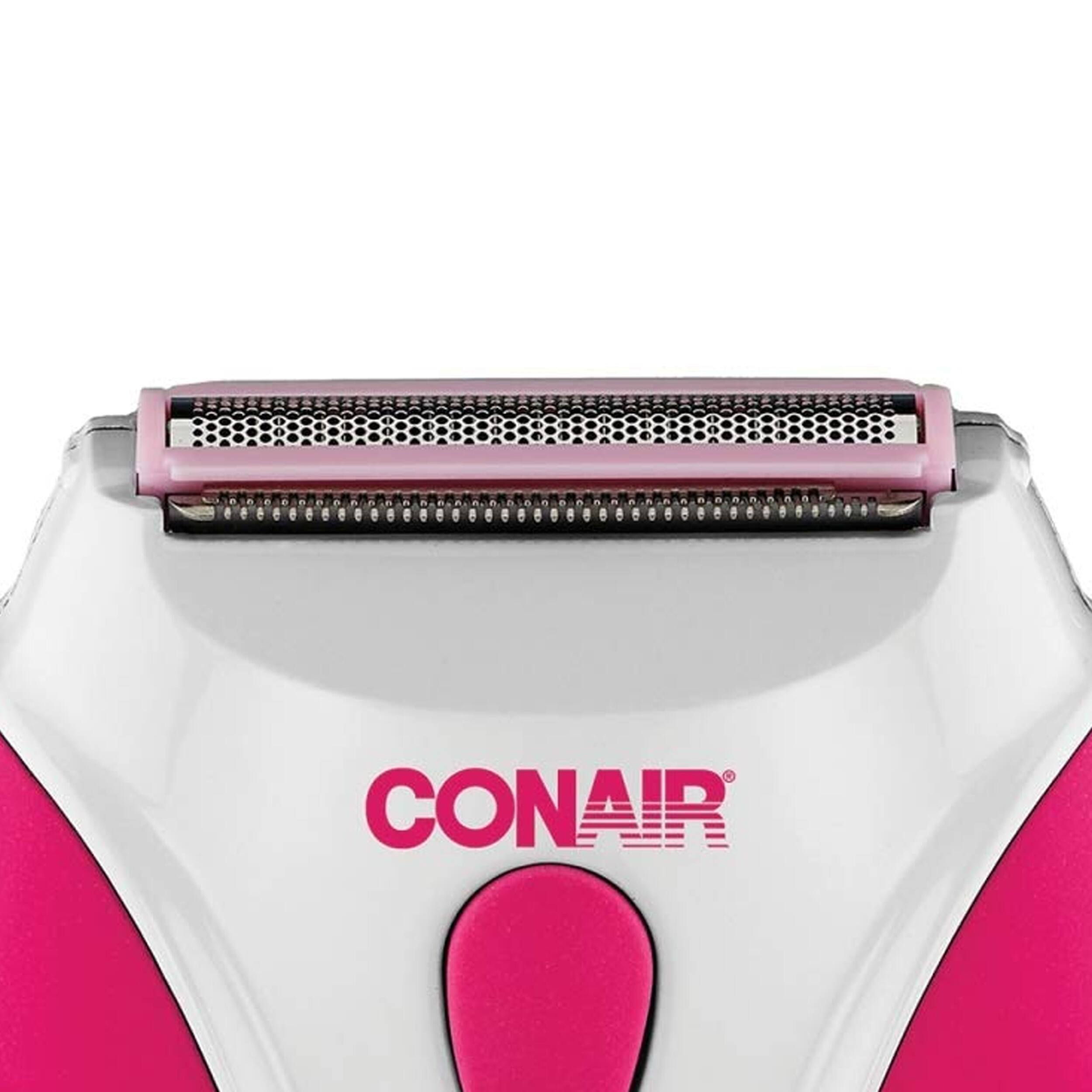 Left. Conair - Conair Battery Operated Wet or Dry Dual Trimmer Foil Shaver in Pink - Pink.