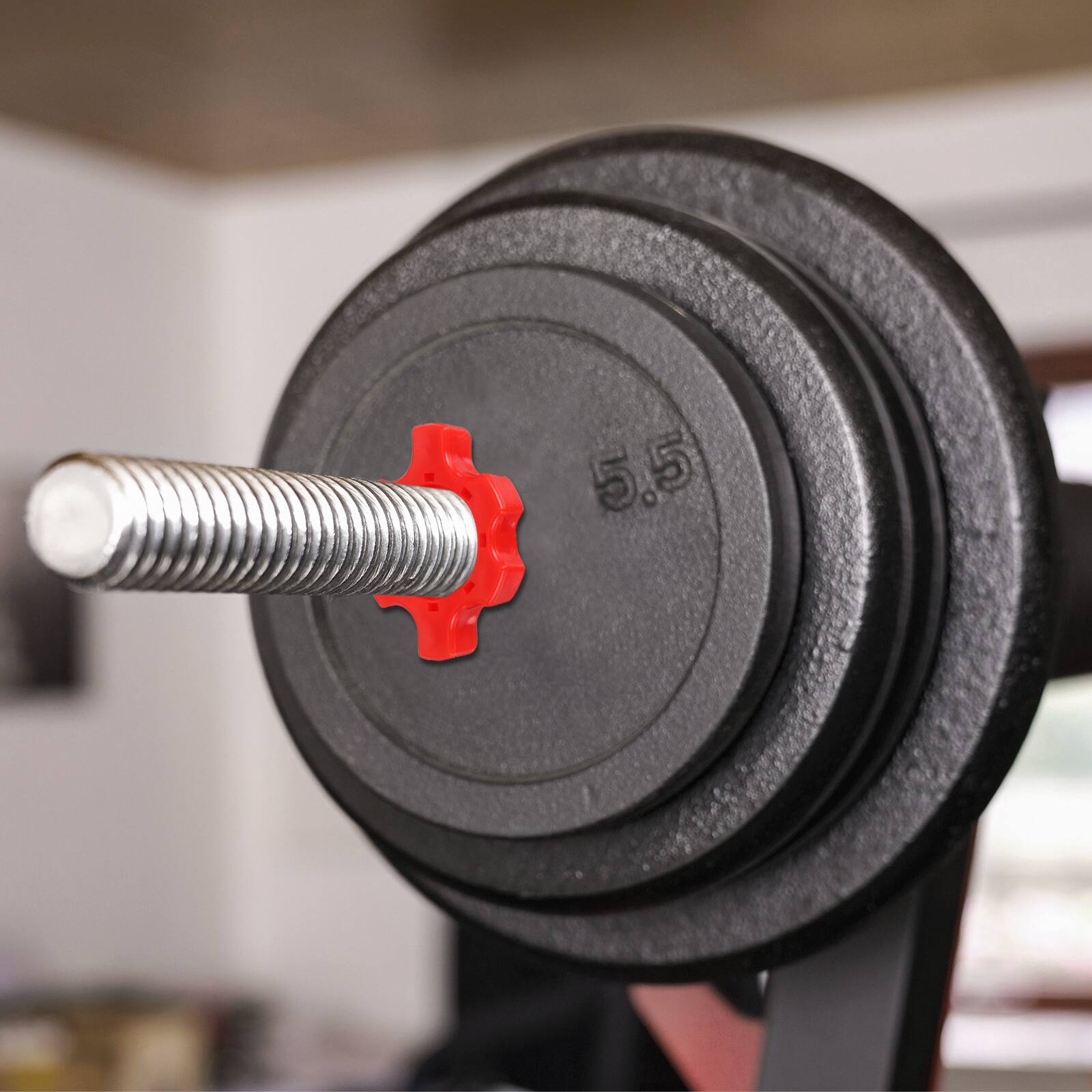 Alt View 5. Unique Bargains - Dumbbell Collars, Barbell Spin Lock Hex Nuts Anti Slip Weight Clip 1" 8pcs Plastic for 1" Barbell/Dumbbell - Red.