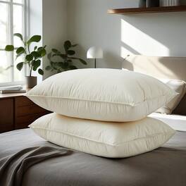Peace Nest - 300TC Organic Cotton White Down Bed Pillow Medium Firm - Off-white