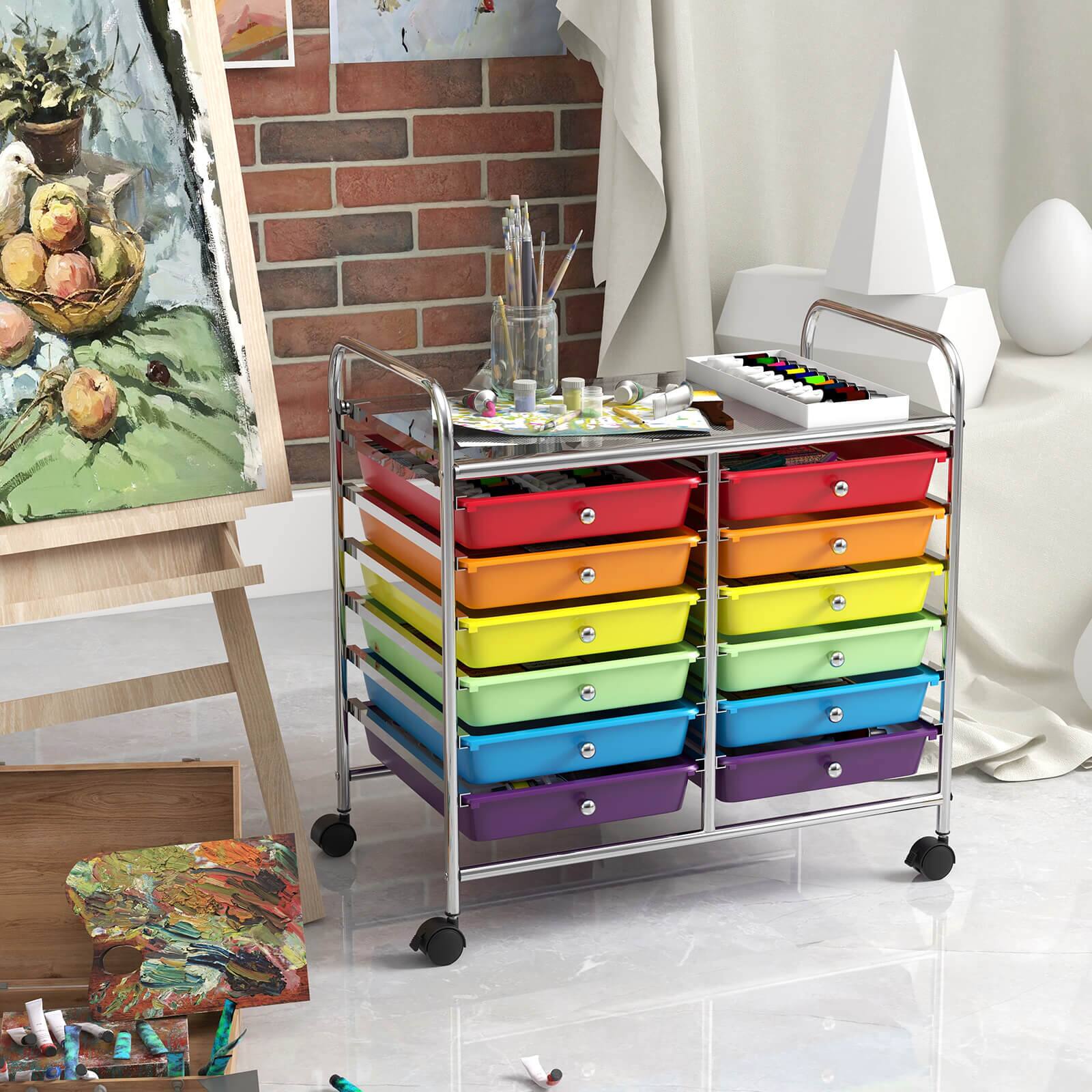 Alt View 5. Costway - Costway 12 Drawers Rolling Cart Storage Scrapbook Paper Studio Organizer Bins - Multicolor.