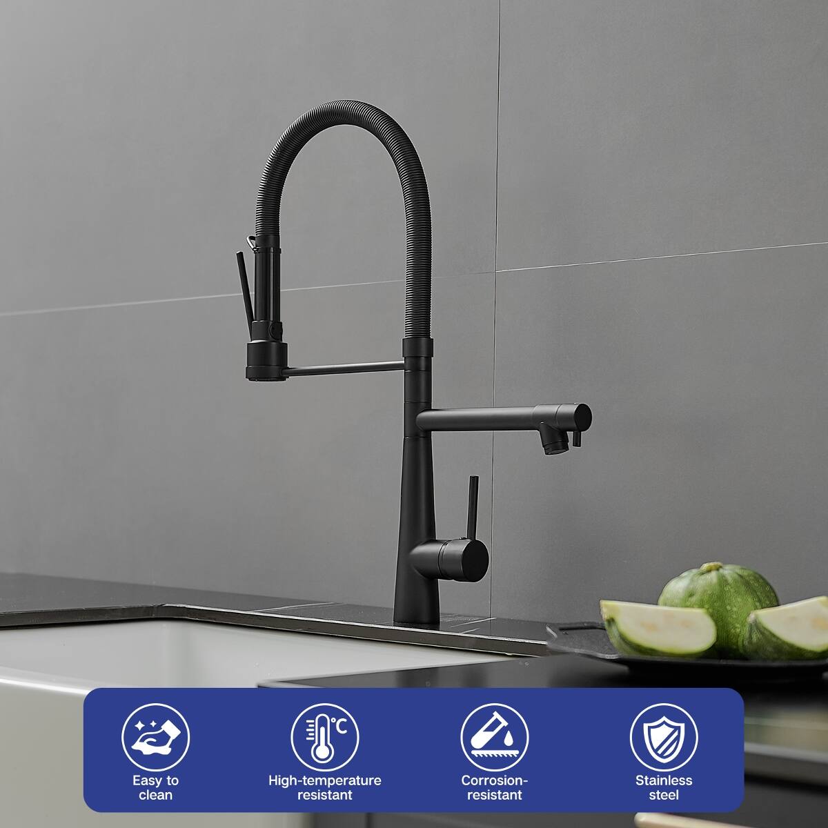 Easy to clean  
High-temperature resistant  
Corrosion-resistant  
Stainless steel