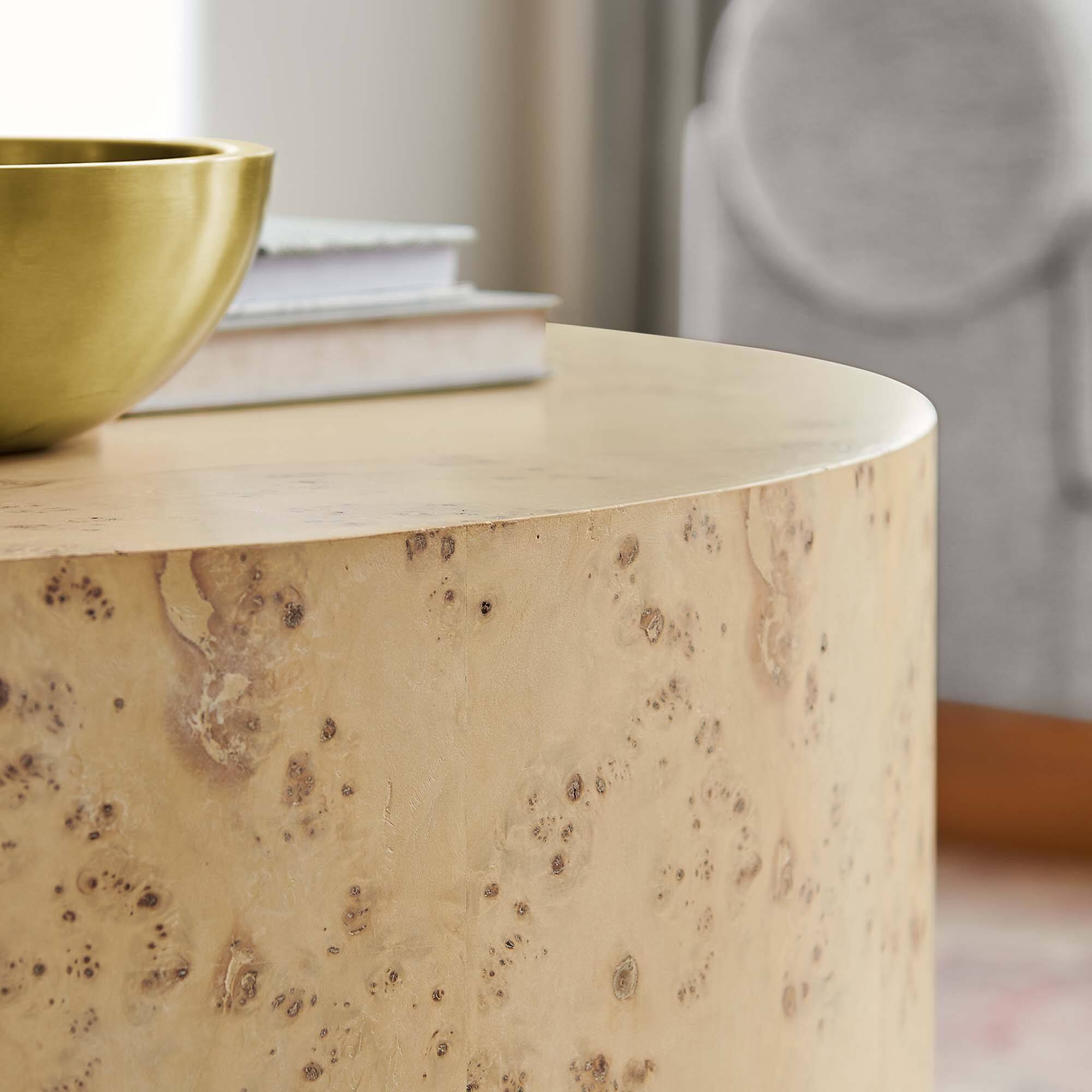 Alt View 2. Modway - Cosmos 35" Round Burl Wood Coffee Table by Modway - Natural Burl.