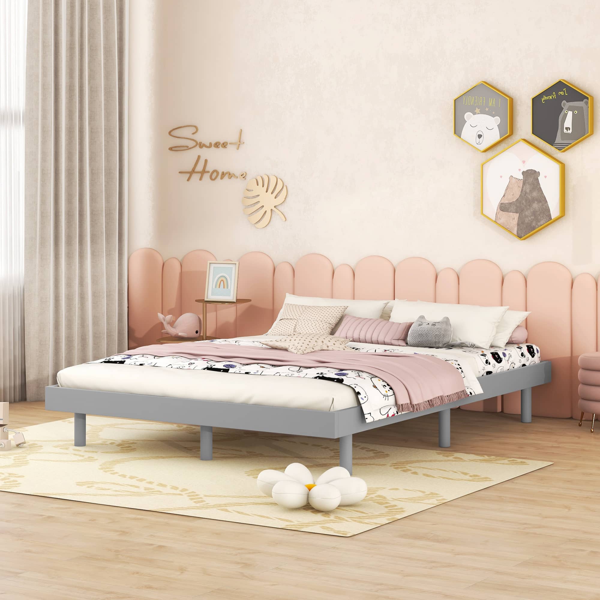 GOODSILO - Modern Full Floating Platform Bed Frame with Sturdy Construction and Elegant Design for Contemporary Bedrooms - Gray