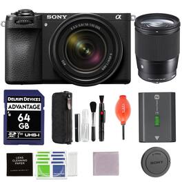 Bundle - a6700 Mirrorless Camera with 18-135mm f/3.5-5.6 Lens with Sigma 16mm f/1.4 DC DN Lens for Sony E & More