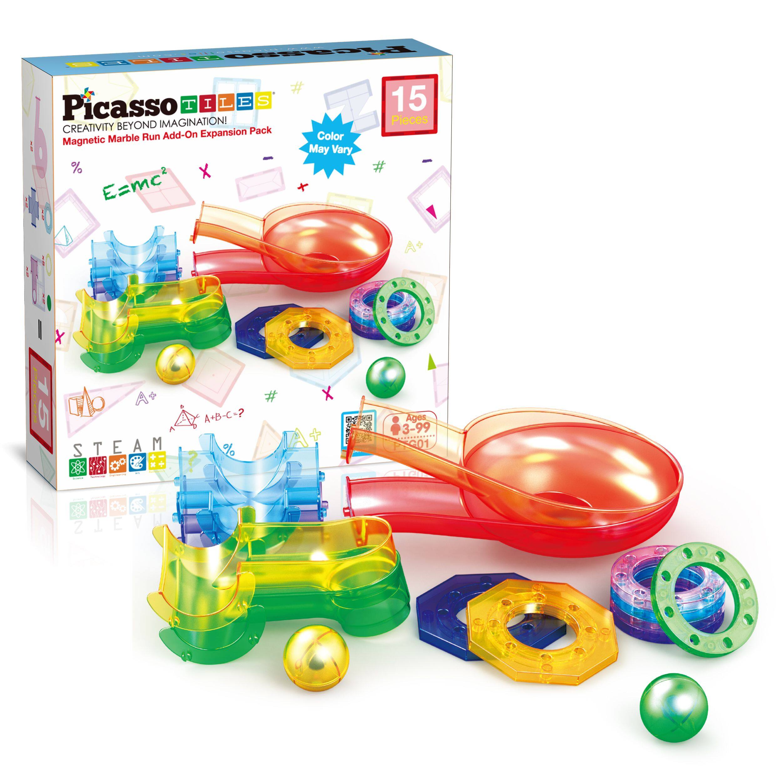 Picasso TILES
CREATIVITY BEYOND IMAGINATION!
Magnetic Marble Run Add-On Expansion Pack
Color: Magnetic May Vary
E=mc²
STEAM
Ages 3-99
15 Pieces