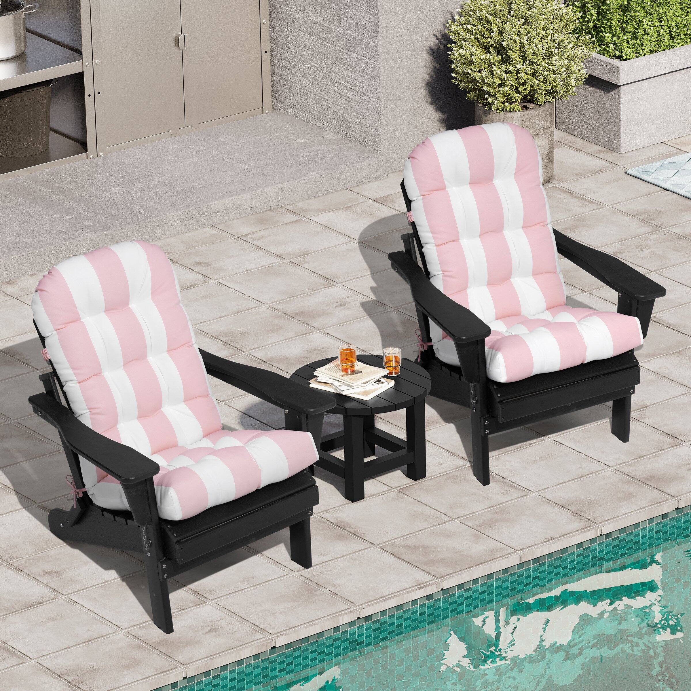 Angle. Crestlive Products - Crestlive Products Outdoor High Back Adirondack Rocking Chair Cushions Set of 2 - Pink White.