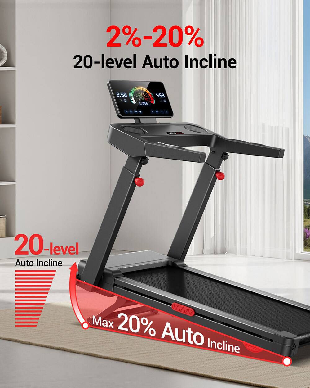 2%-20%  
20-level Auto Incline  
2:58  
459  
C008  
20-level Auto Incline  
Max 20% Auto Incline