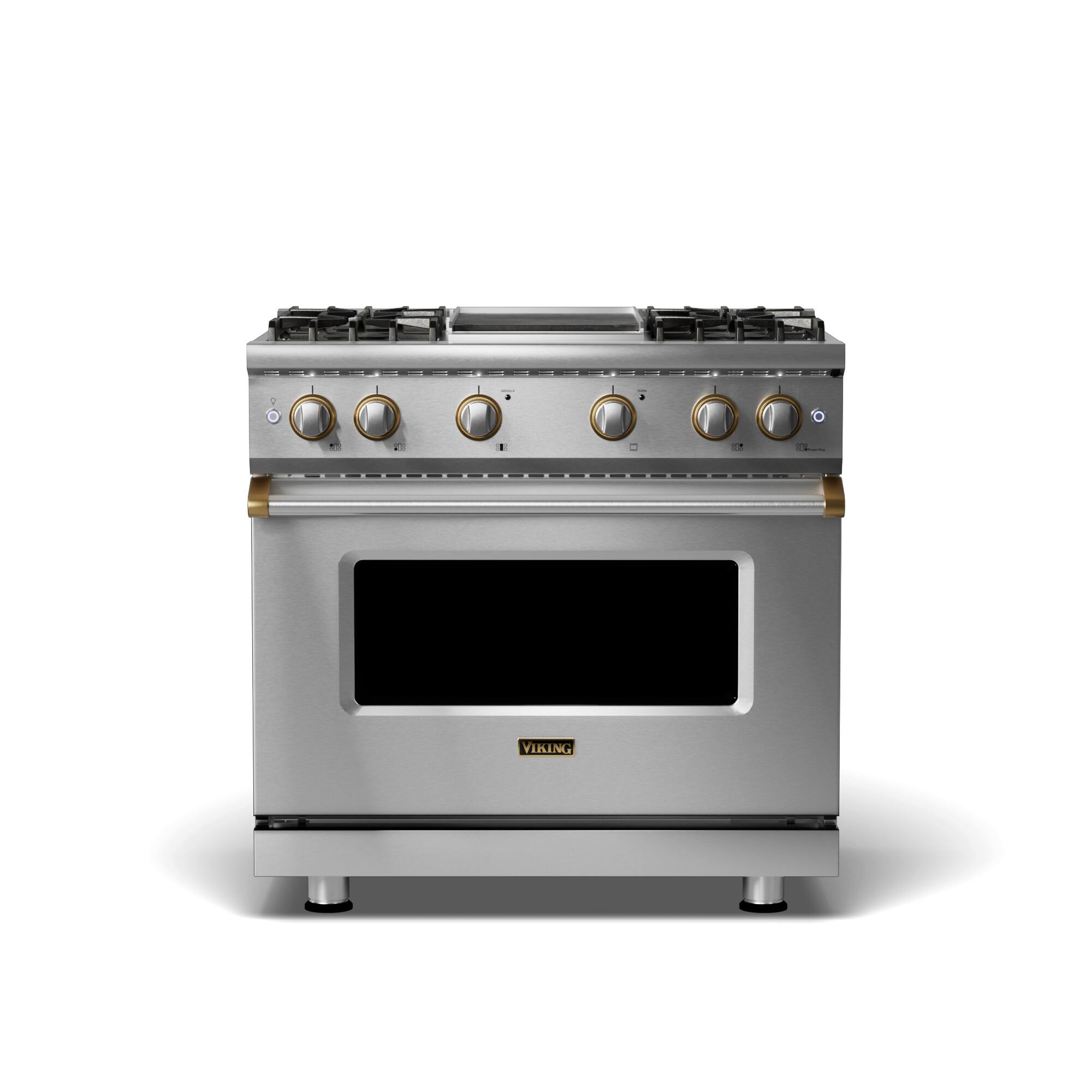 Front. Viking - 5 Series 5.1 Cu. Ft. Freestanding Gas Convection Range - Stainless steel.
