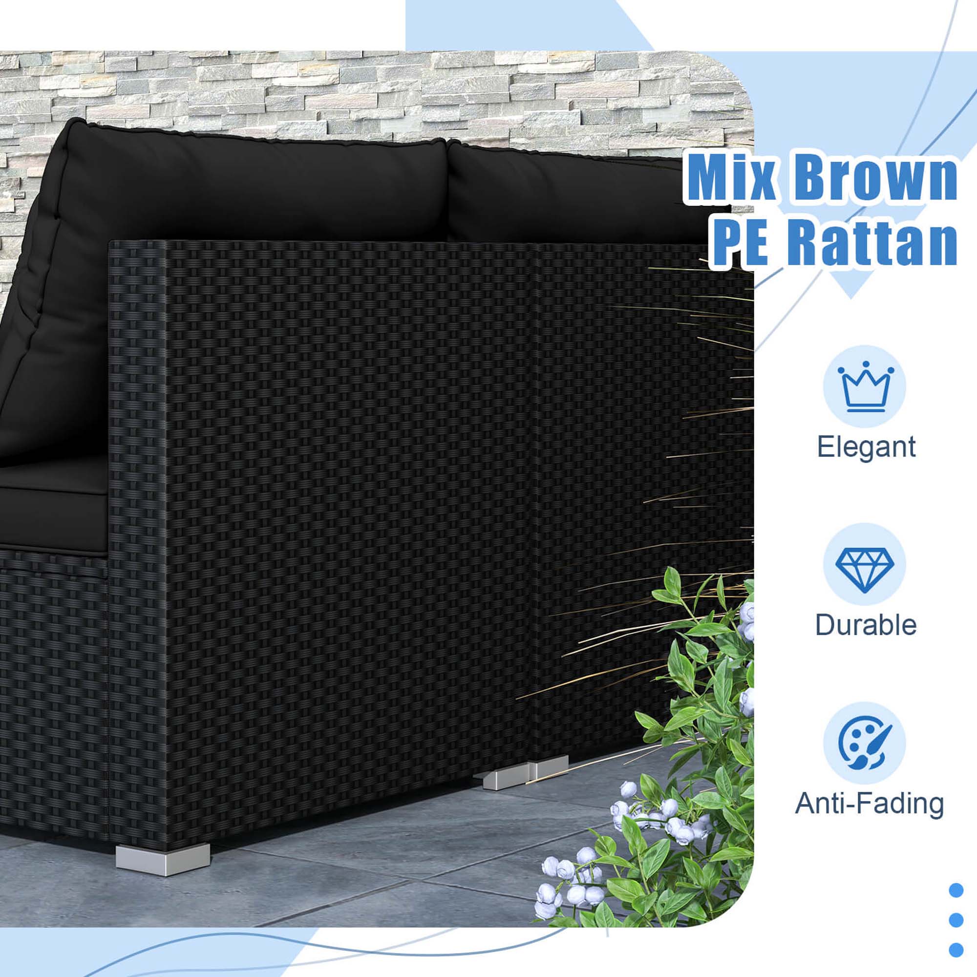 Mix Brown PE Rattan, Elegant, Durable, Anti-Fading