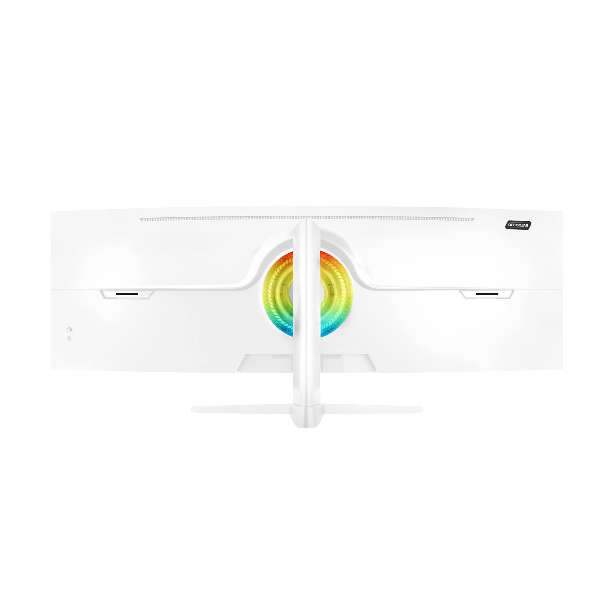 Back. Deco Gear - 49" 5K DQHD Curved Ultrawide Monitor with 65W USB-C, HDR, 120Hz, 1 ms MPRT - White.