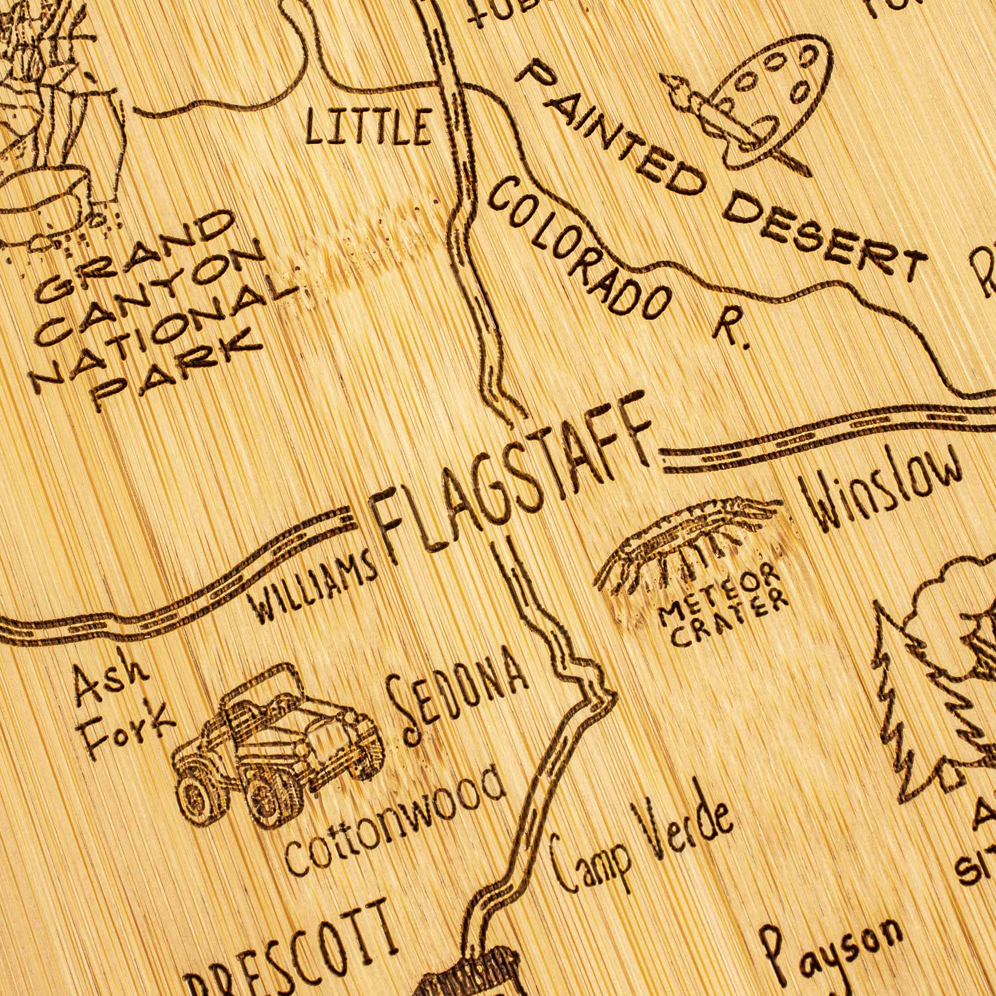GRAND CANYON NATIONAL PARK  
LITTLE  
PAINTED DESERT  
COLORADO R.  
FLAGSTAFF  
WILLIAMS  
METEOR CRATER  
ASH FORK  
SEDONA  
COTTONWOOD  
CAMP VERDE  
PRESCOTT  
PAYSON  
WINSLOW