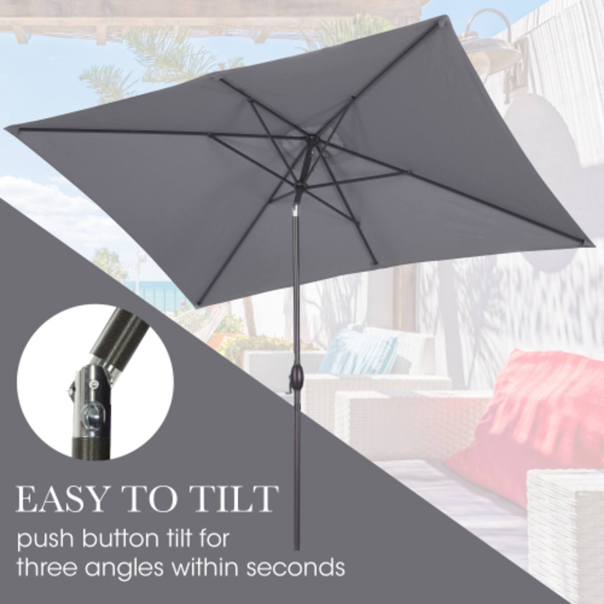 EASY TO TILT  
push button tilt for three angles within seconds
