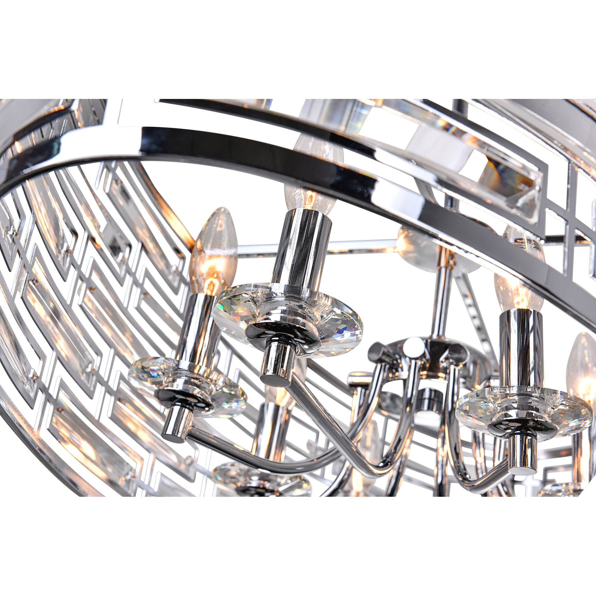 Left. CWI Lighting - Petia 8 Light Drum Shade Island Light With Chrome Finish - Chrome.