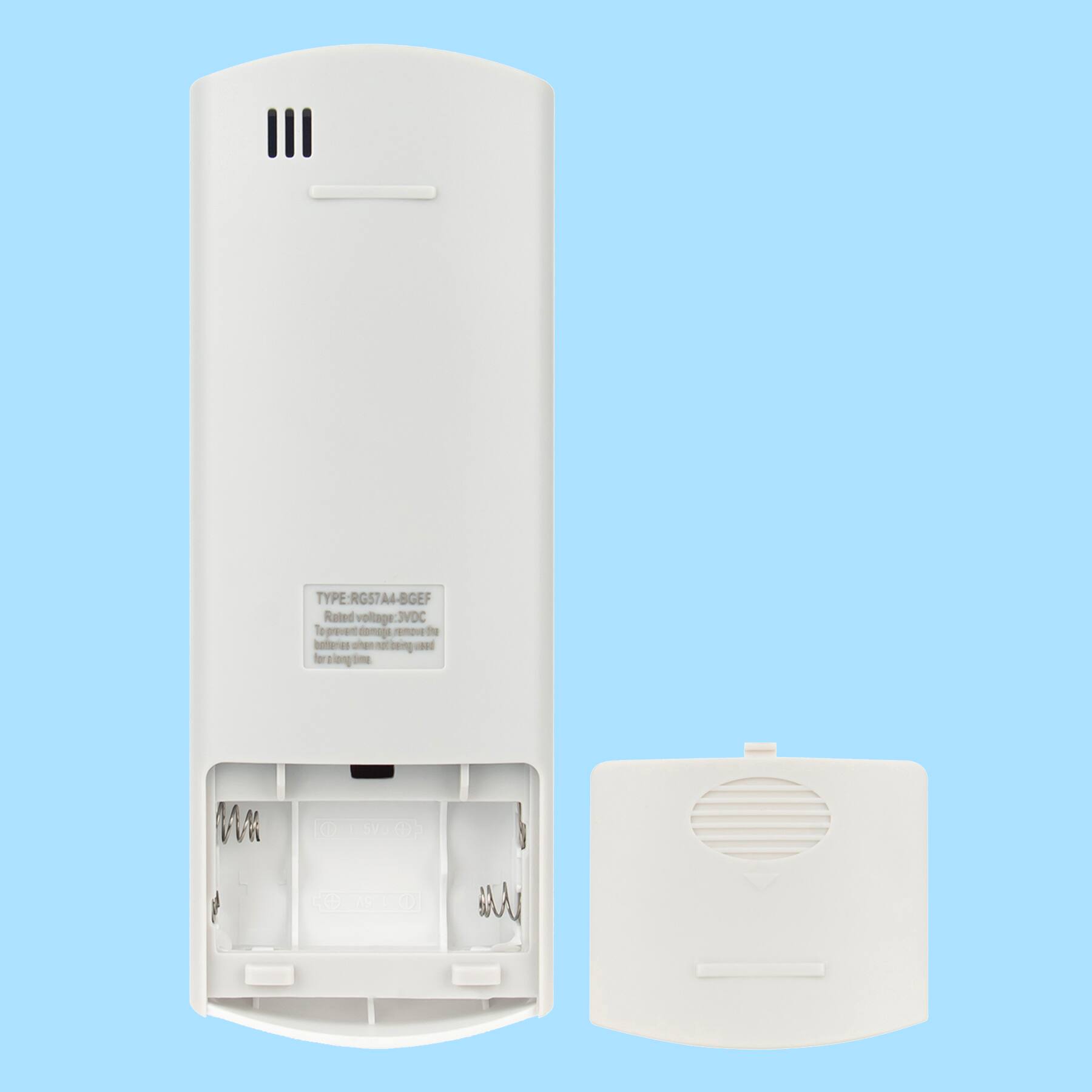 TYPE: RG57A4-BGEF  
Rated voltage: 3VDC  
To prevent damage to batteries, remove the batteries when not in use for a long time.