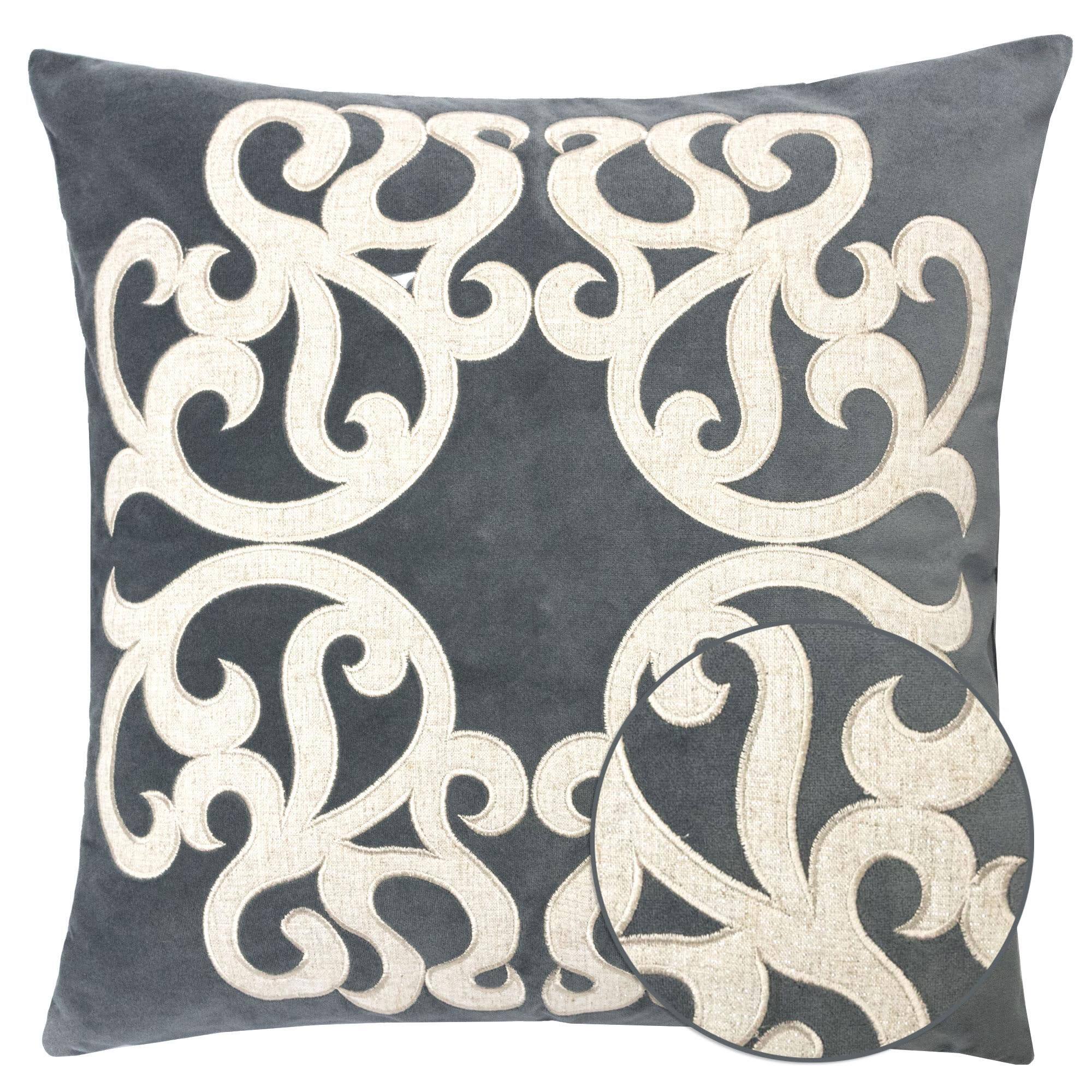 LuXeo - Square Velvet Pillow Cover & Insert - Gray