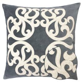 LuXeo - Square Velvet Pillow Cover & Insert - Gray