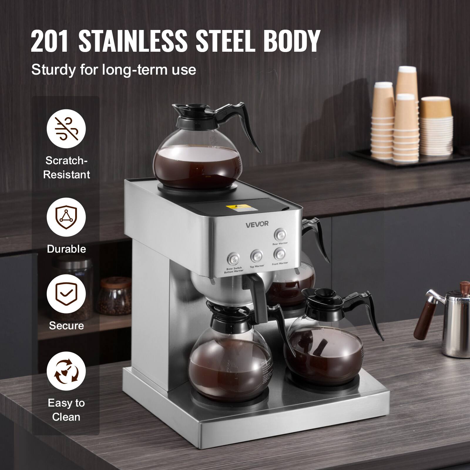 201 STAINLESS STEEL BODY
Sturdy for long-term use

Scratch-Resistant
Durable
Secure
Easy to Clean