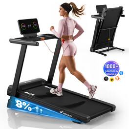 MERACH - Treadmill with Incline, 3.0HP Brushless Motor, 7.5 MPH, 43.5" Belt, Foldable Design & Bluetooth App - 8% Incline