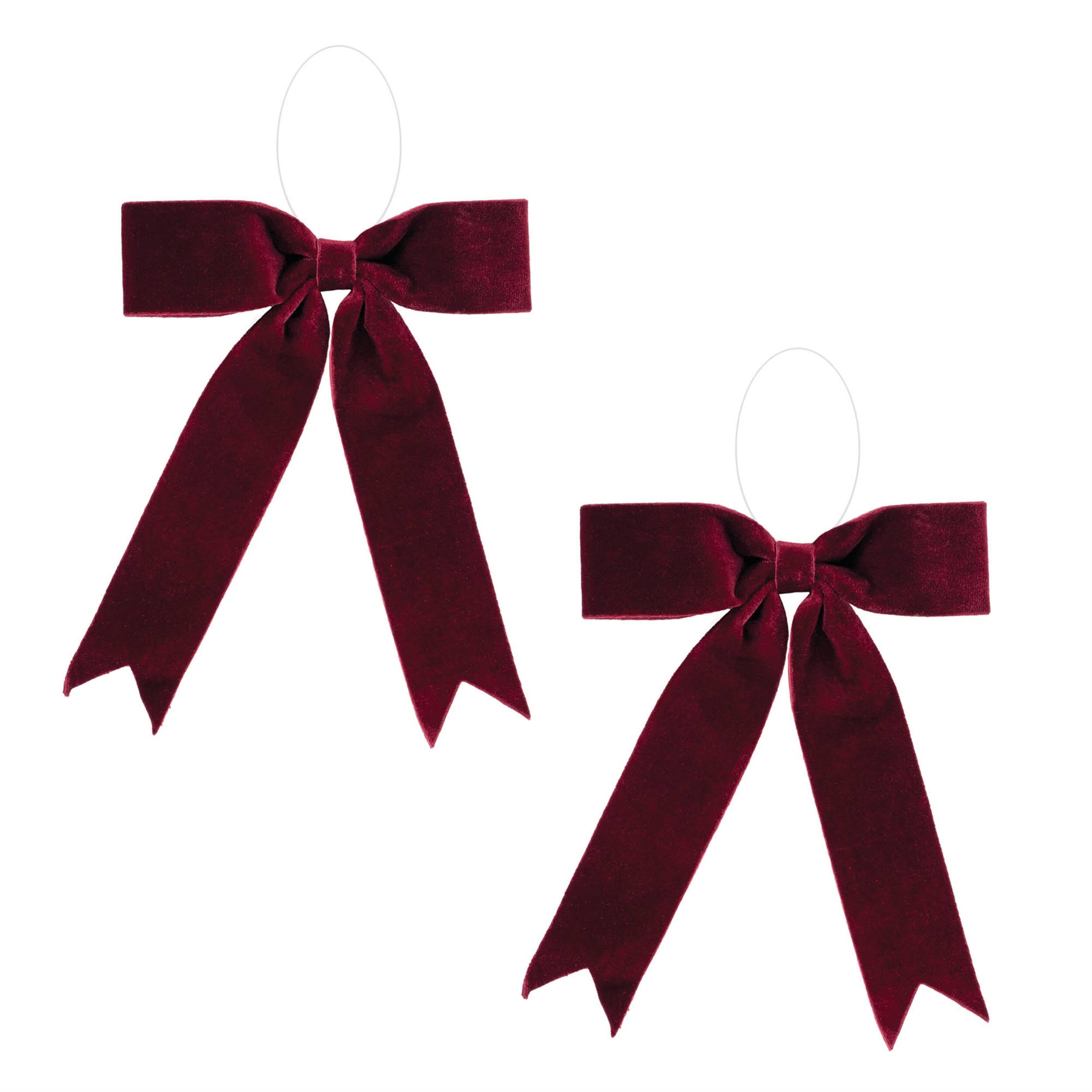 Angle. BreeBe - Burgandy Red Holiday Bow (Set of 2) - Red.