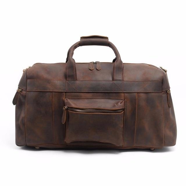 Front. Steel Horse Leather - The Asta Weekender | Handcrafted Leather Duffle Bag - Dark Brown.