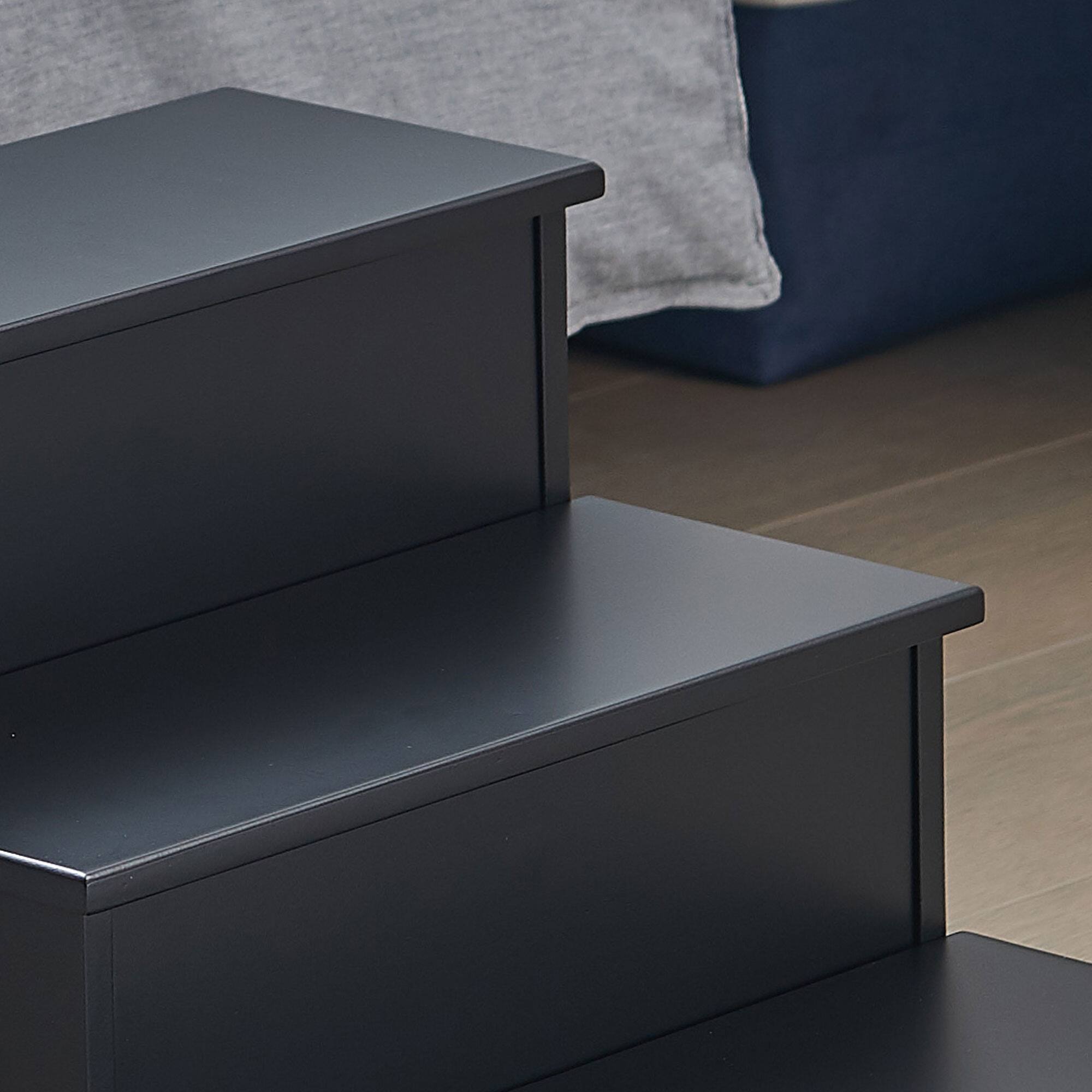 Alt View 1. Kings Brand Furniture - Kings Brand Furniture Darien 3 Step Wood Step Stool for Adults or Kids, Dog Stairs - Black.