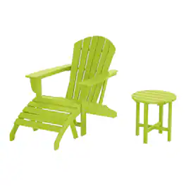 WestinTrends - Dylan Outdoor Adirondack Chair With Ottoman And Side Table 3-Piece Set - Lime