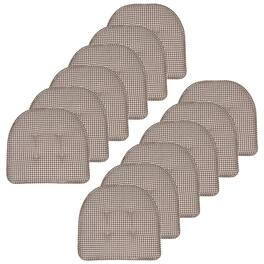 Sweet Home Collection - Houndstooth Stitch U Shaped Memory Foam 17" x 16" Chair Cushions, 12-Pack - Brown