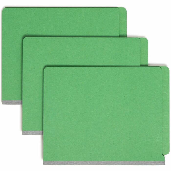 Smead Manufacturing - Smead SafeSHIELD   Tab Cut Letter Recycled Classification Folder   Green   Case of 10
