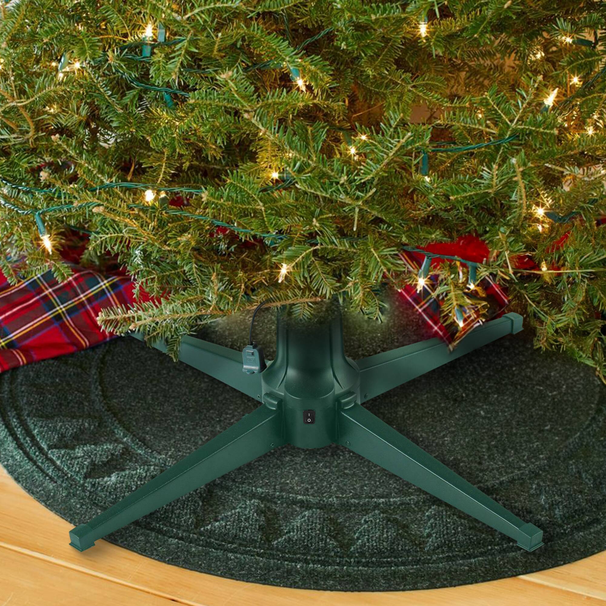 Alt View 4. Home Heritage - Home Heritage Metal Rotating Christmas Tree Stand for Holiday Trees Up to 7.5 ft - Black.