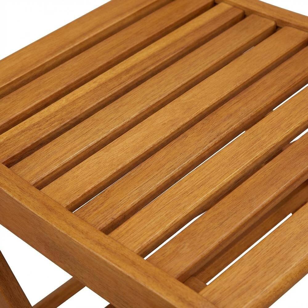 Back. Outdoor Escape - Neutral Oil Foldable Outdoor Dining Chairs with Acacia Wood Set of 2 - Brown.