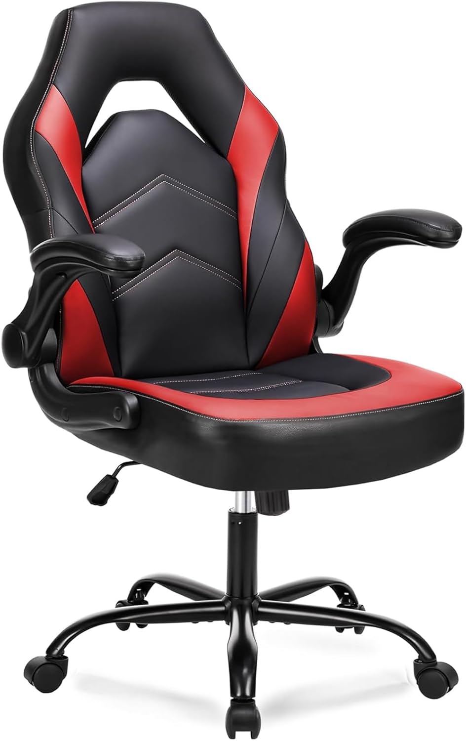 Angle. Sweet - Gaming Chair Office Desk Leather Ergonomic Computer Chairs for Adults, Teens - Black Red.