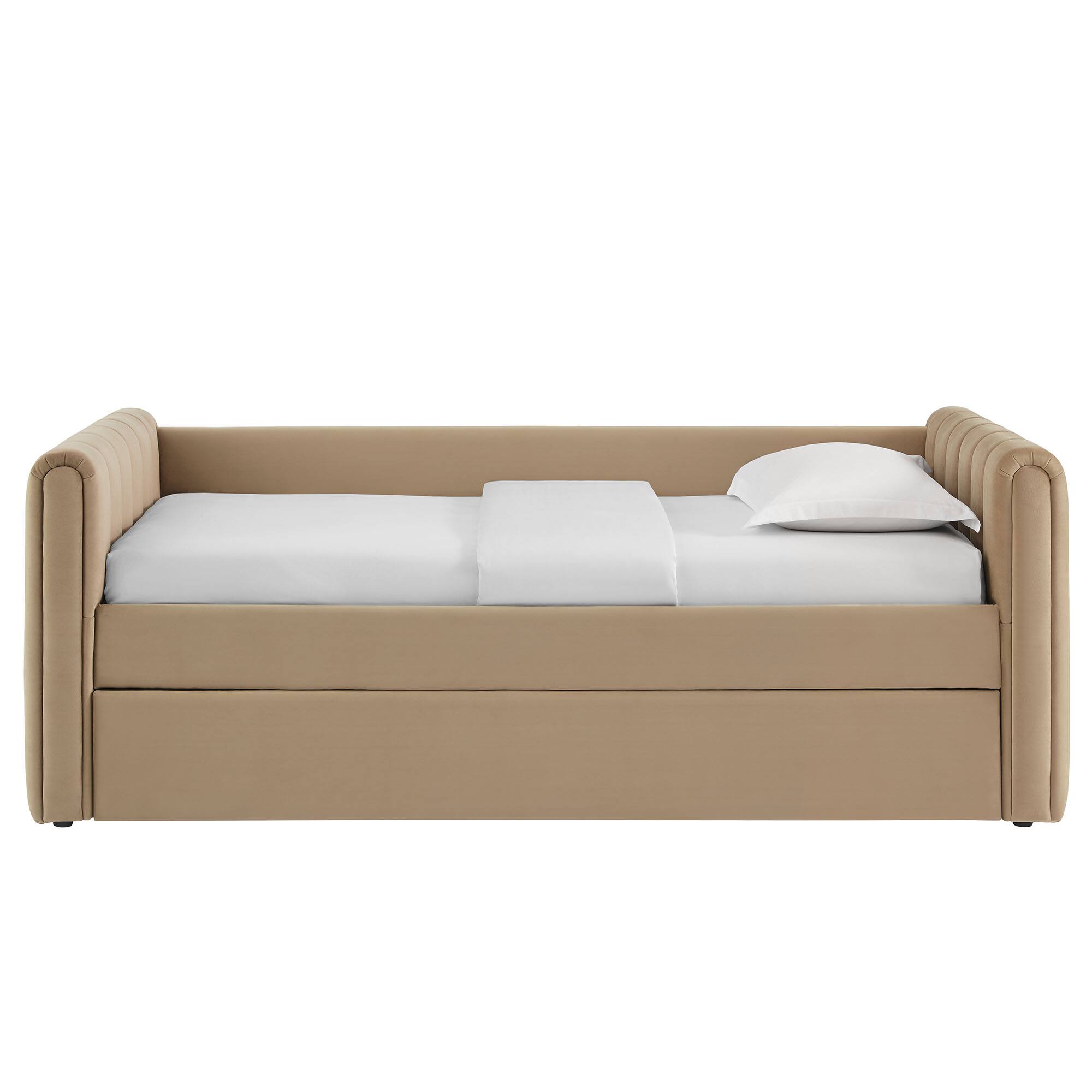 Alt View 8. Modway - Veyla Channel Tufted Performance Velvet Twin Daybed With Trundle by Modway - Taupe.