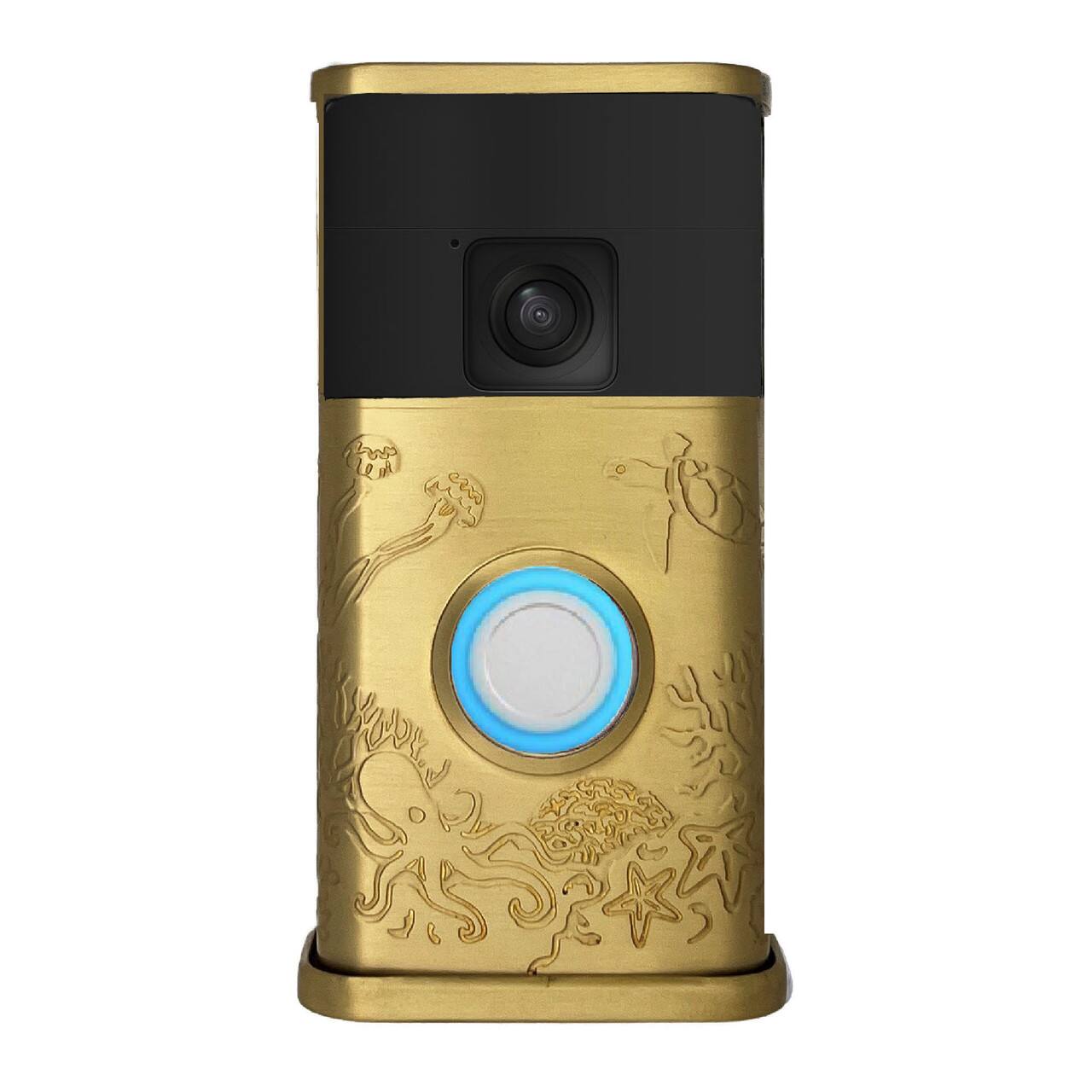 Front. Michael Healy - Coastal Video Doorbell Cover (Ring Battery Doorbell 2024 Release) - Satin Brass.