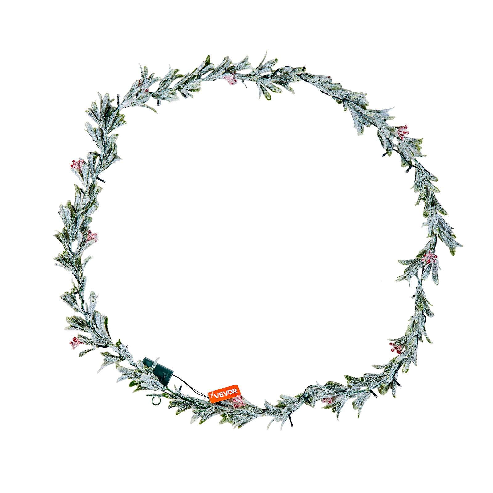 Alt View 5. VEVOR - Christmas Garland, 9-FT Realistic Greenery Decorated with Vines, Olive Leaves, and Berries, Evergreen Faux Garlands - Green.