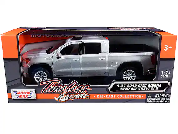 MOTOR MAX
1:24 SERIES
1:27 2019 GMC SIERRA 1500 SLT CREW CAB
TIMELESS LEGENDS™ DIE-CAST COLLECTION
WARNING: CHOKING HAZARD - Small parts. Not for children under 3 years.
3+