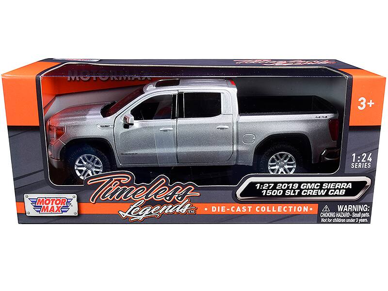 MOTOR MAX  
1:24 SERIES  
1:27 2019 GMC SIERRA 1500 SLT CREW CAB  
TIMELESS LEGENDS™ DIE-CAST COLLECTION  

WARNING: CHOKING HAZARD - Small parts. Not for children under 3 years.  

3+