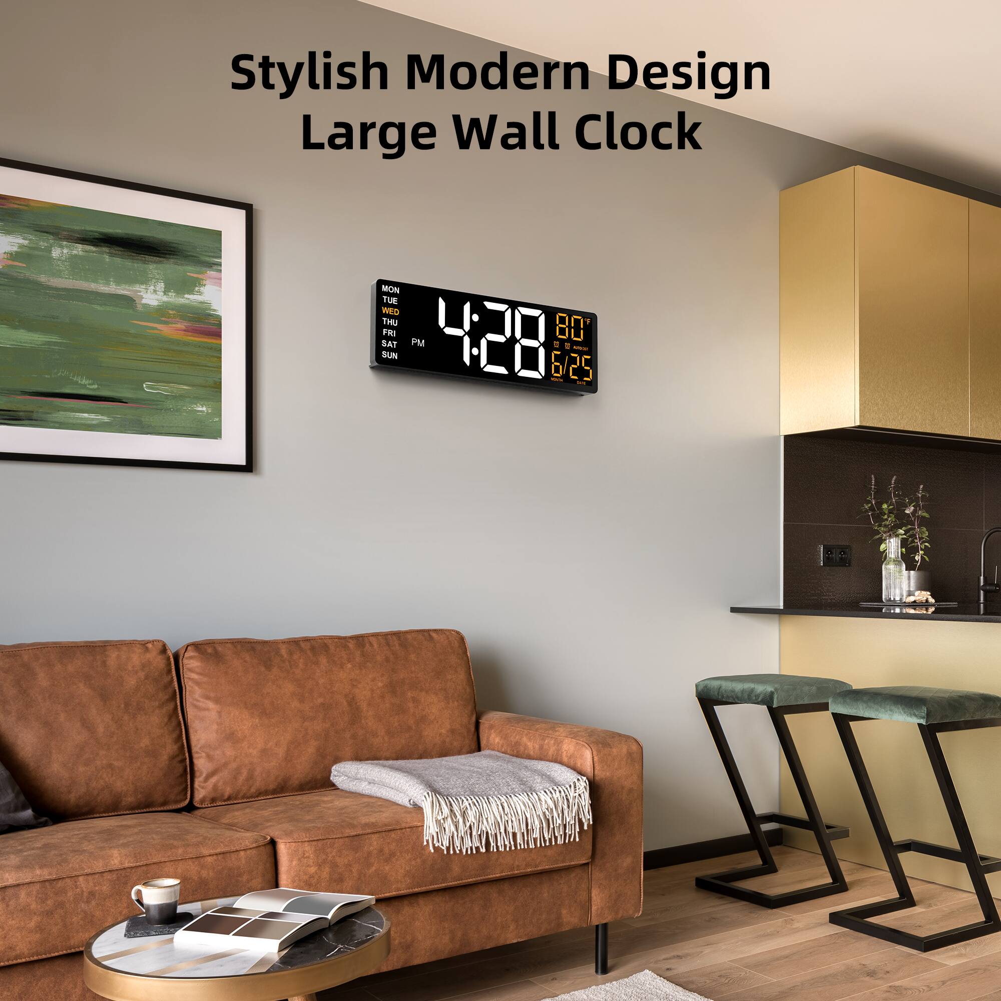 Stylish Modern Design Large Wall Clock

MON TUE WED THU FRI SAT PM

4:28 80° 6/25