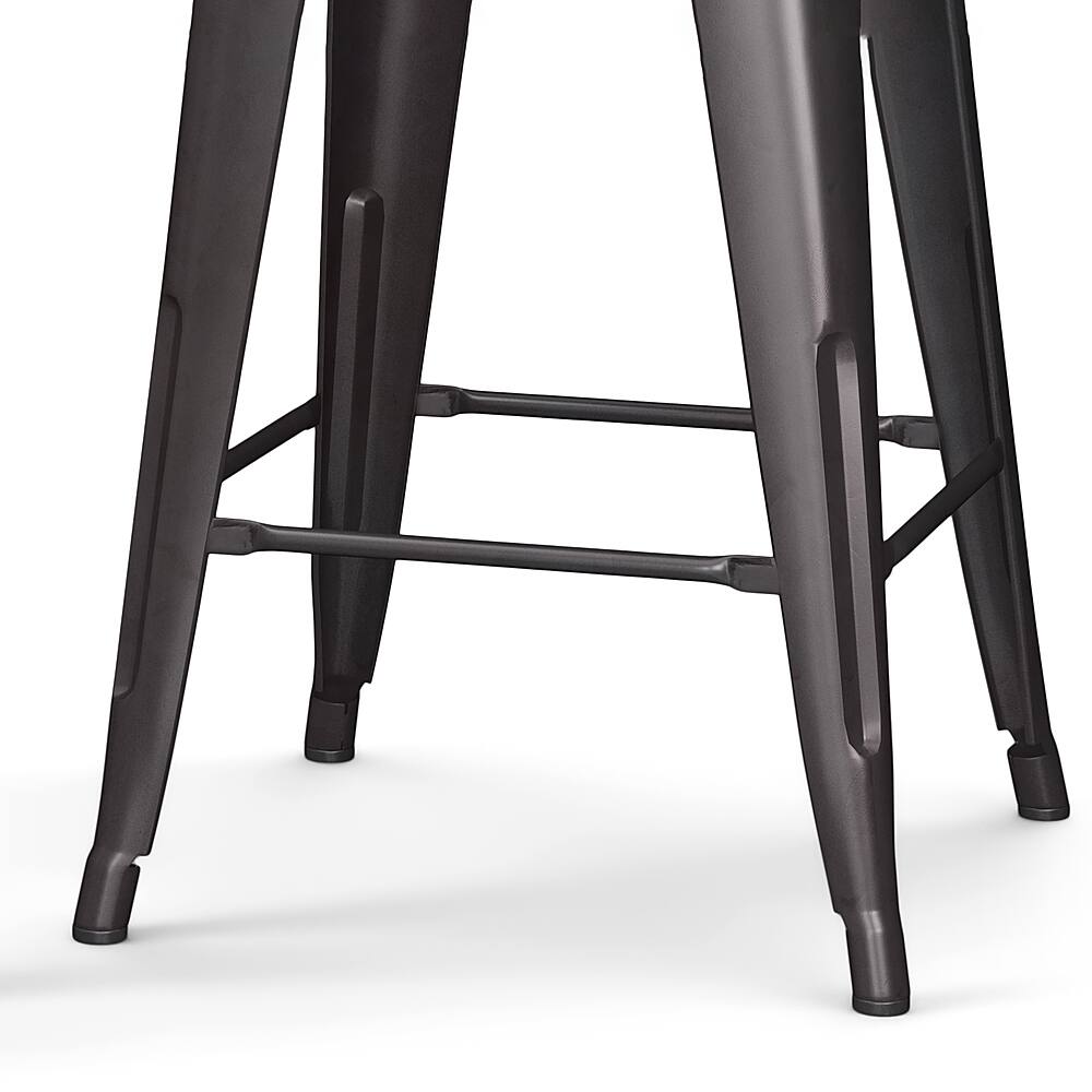Alt View 14. Simpli Home - Rayne Industrial Metal 24 inch Counter Height Stool (Set of 2) in Gunmetal Grey - Gunmetal Grey.