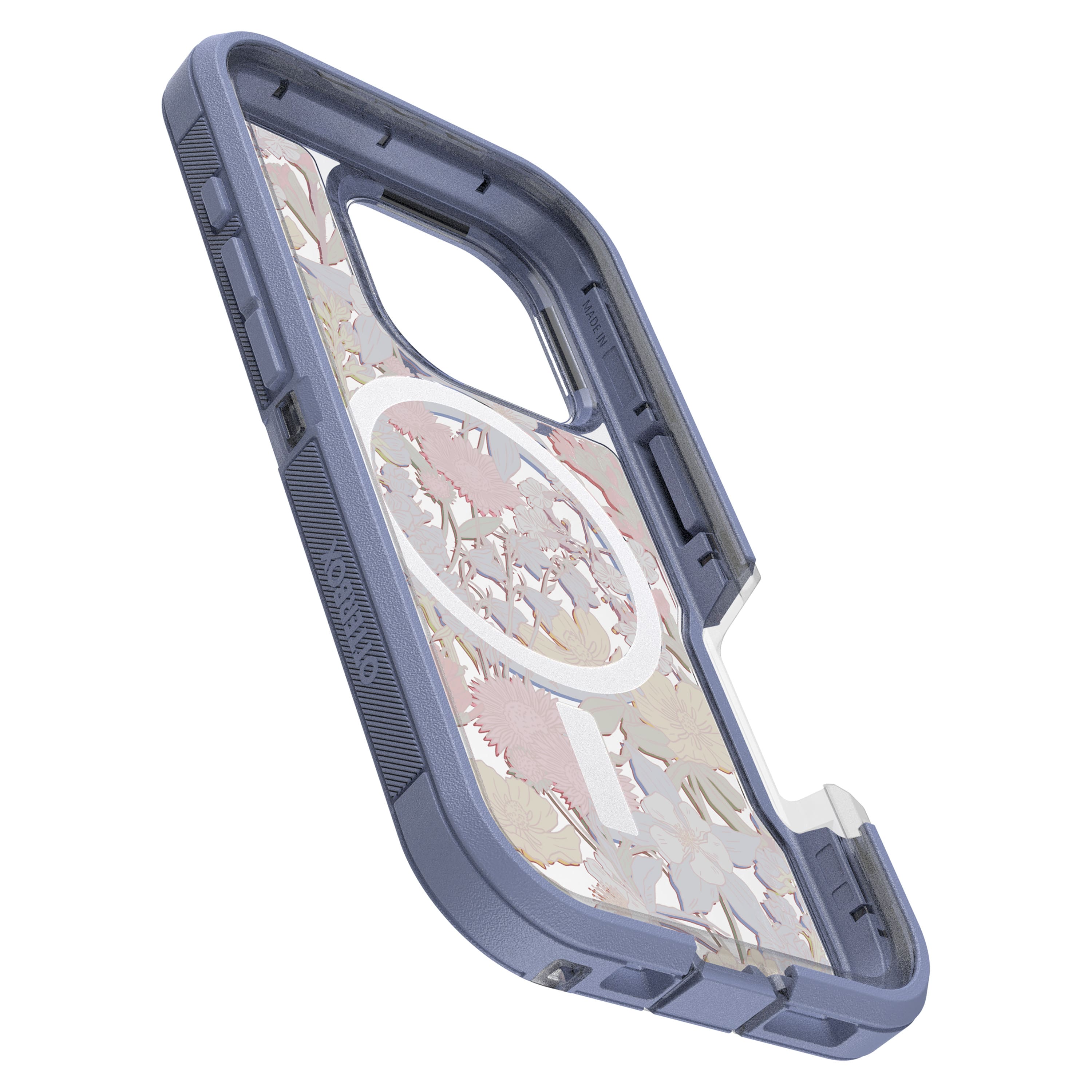 Left. OtterBox - Defender Series Pro XT Hard Shell for MagSafe for Apple iPhone 16 Pro - Wildflowers.