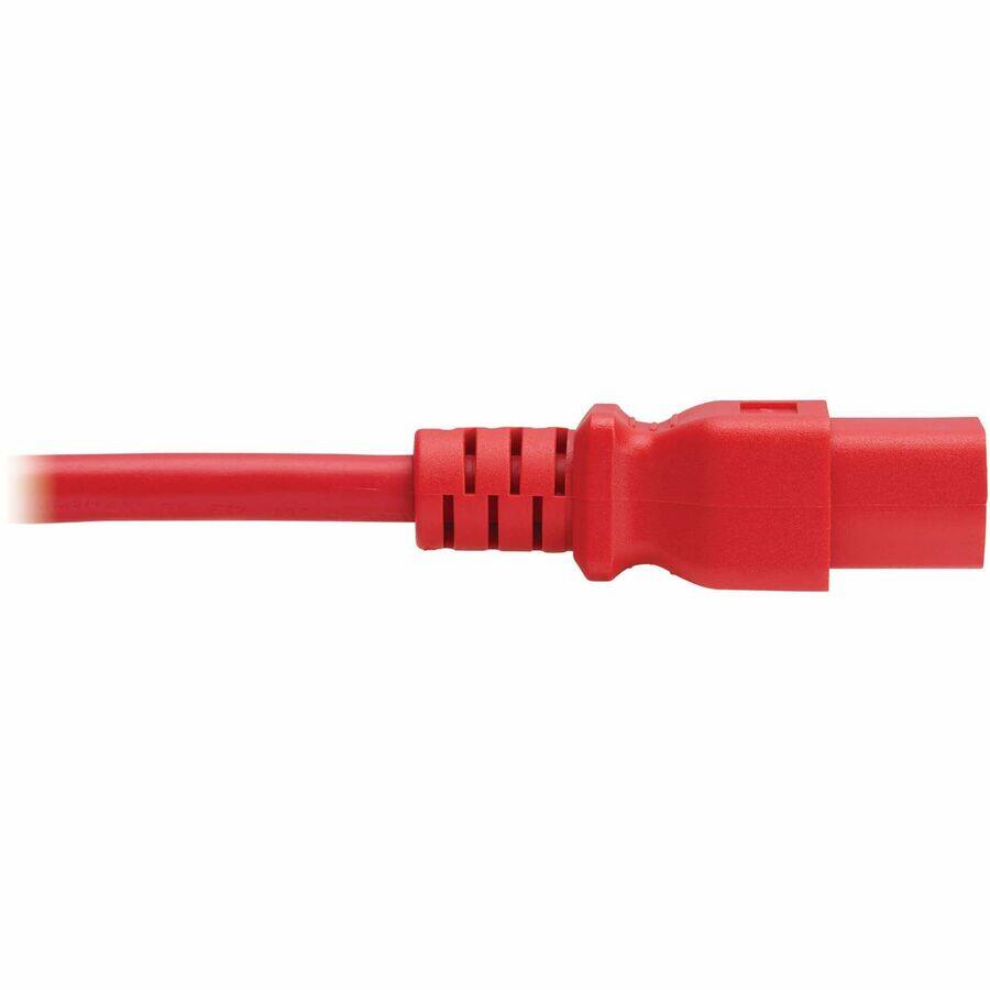 Alt View 2. Tripp Lite - Eaton Tripp Lite Series Power Cord, C14 to C21 - Heavy-Duty, 15A, 250V, 14 AWG, 2.5 ft. (0.76 m), Red - For Computer - Red.