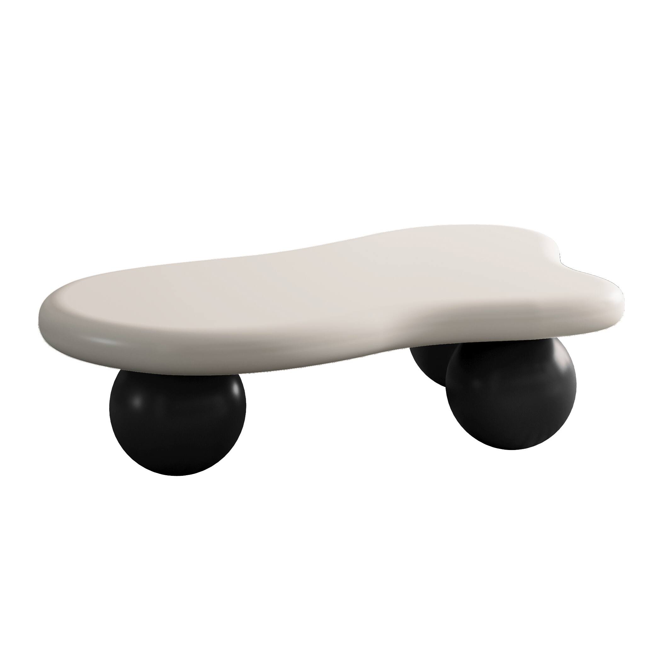 Alt View 1. Loheer - Loheer 47 Inch Modern Cloud Shaped Coffee Table White Top Black Legs - Black White.