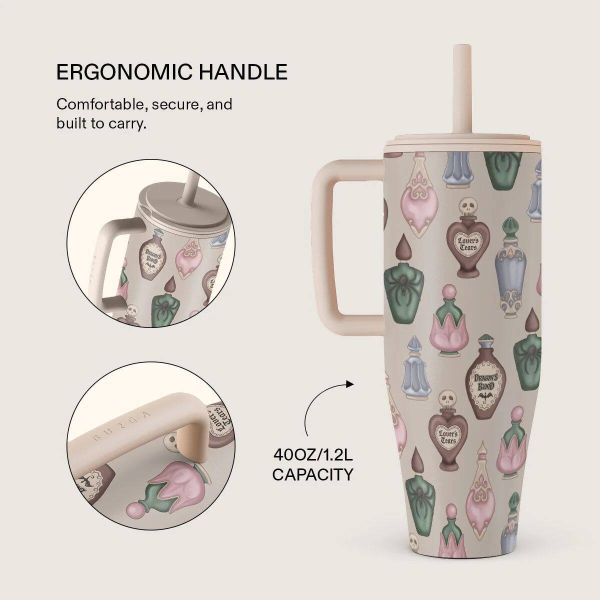 ERGONOMIC HANDLE  
Comfortable, secure, and built to carry.

40OZ/1.2L CAPACITY