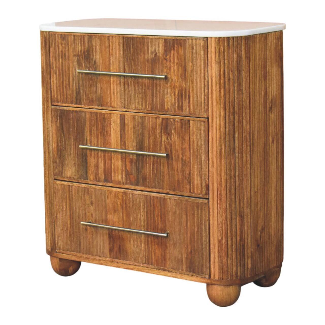 Angle. Artisan Furniture - Artisan Furniture Solid Wood Beaumont Marble Chest, 3 Drawer, Brown - Brown.