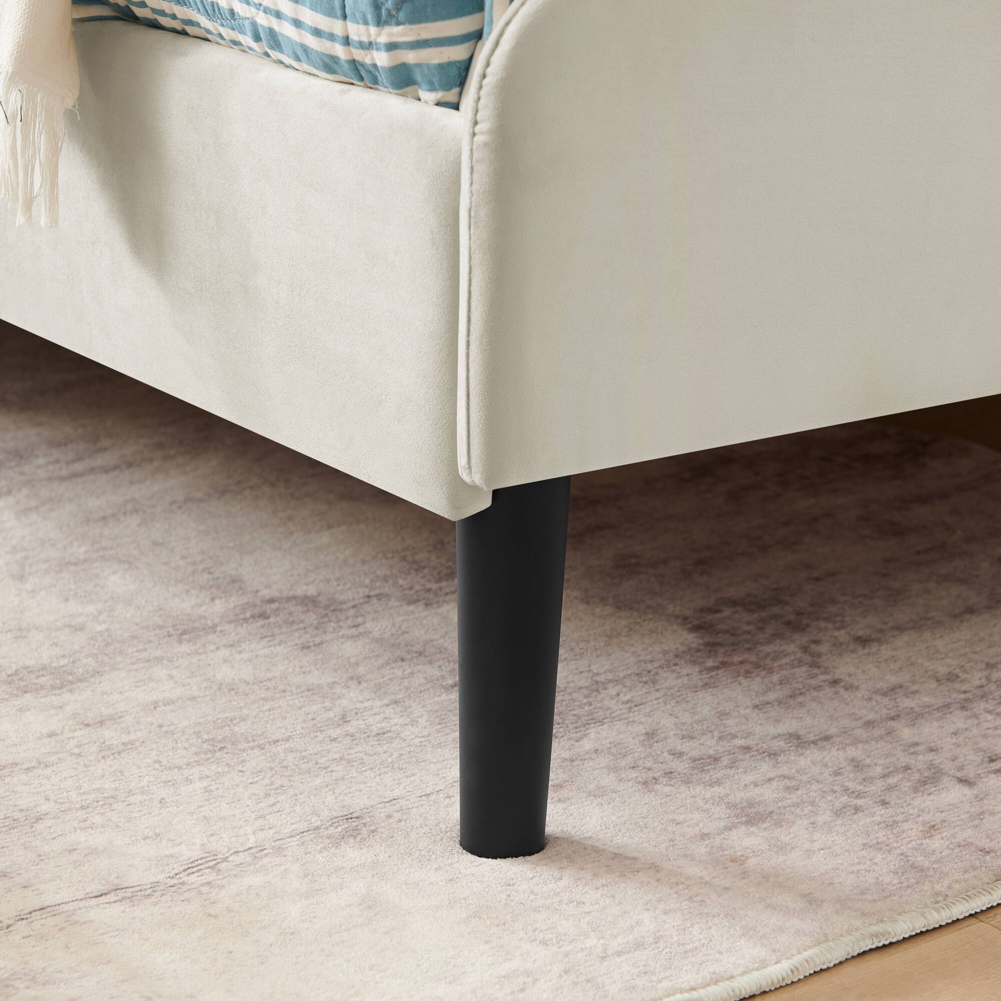 Alt View 5. GOODSILO - Twin Size Upholstered Platform Sofa Bed Frame with Dual Storage Drawers for Space Saving Solutions - Beige.