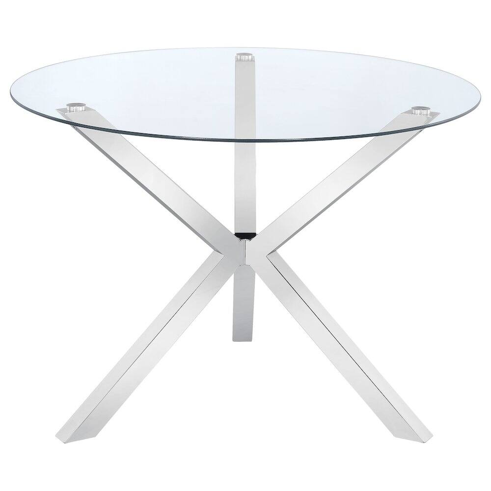 Alt View 2. Coaster Co. of America - Vance Round 41-inch Glass Top Asterisk Dining Table Chrome - Silver.